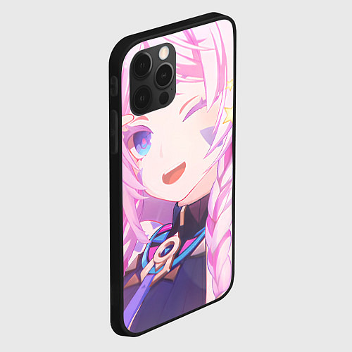 Чехол iPhone 12 Pro Genshin Impact Ситлали подмигивает / 3D-Черный – фото 2