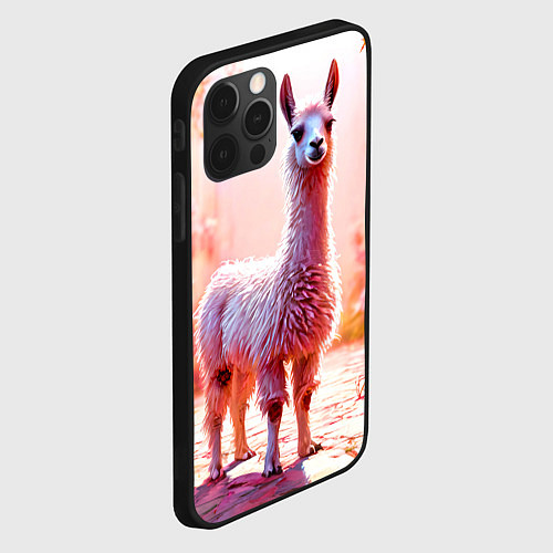 Чехол iPhone 12 Pro Альпака в розовом / 3D-Черный – фото 2