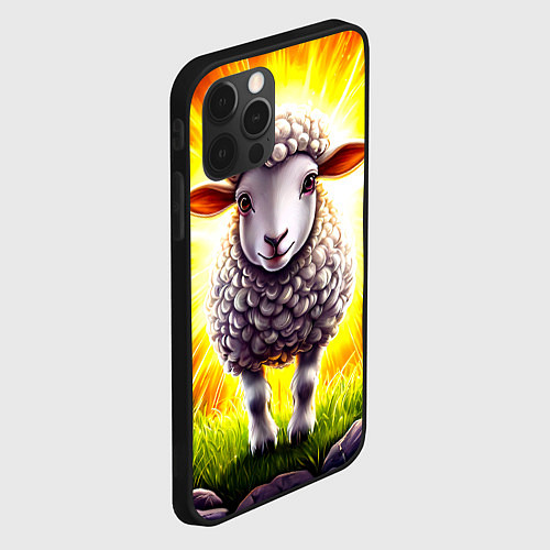 Чехол iPhone 12 Pro Овечка в ярких лучах / 3D-Черный – фото 2