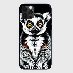 Чехол для iPhone 12 Pro Лемур на черном, цвет: 3D-черный
