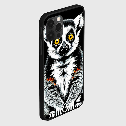 Чехол iPhone 12 Pro Лемур на черном / 3D-Черный – фото 2