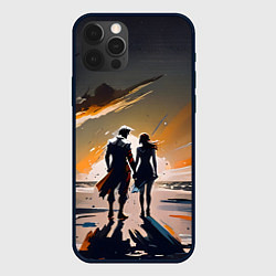 Чехол для iPhone 12 Pro Пара на пляже, цвет: 3D-черный