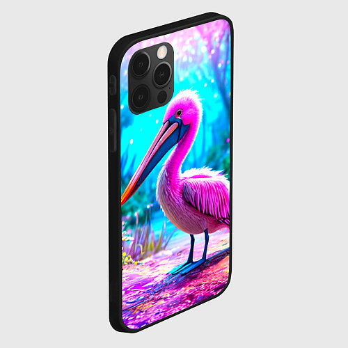 Чехол iPhone 12 Pro Пеликан в сказачном лесу / 3D-Черный – фото 2