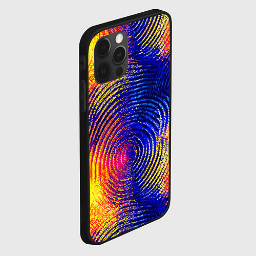 Чехол iPhone 12 Pro Круговые волны / 3D-Черный – фото 2