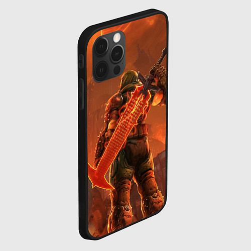 Чехол iPhone 12 Pro Палач рока и башня Doom / 3D-Черный – фото 2