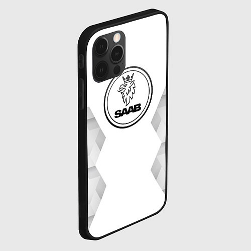 Чехол iPhone 12 Pro Saab white poly / 3D-Черный – фото 2