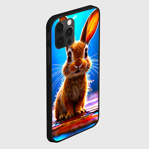 Чехол iPhone 12 Pro Ушастый зайка / 3D-Черный – фото 2