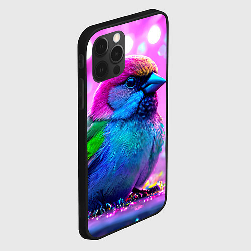 Чехол iPhone 12 Pro Неоновый воробей / 3D-Черный – фото 2
