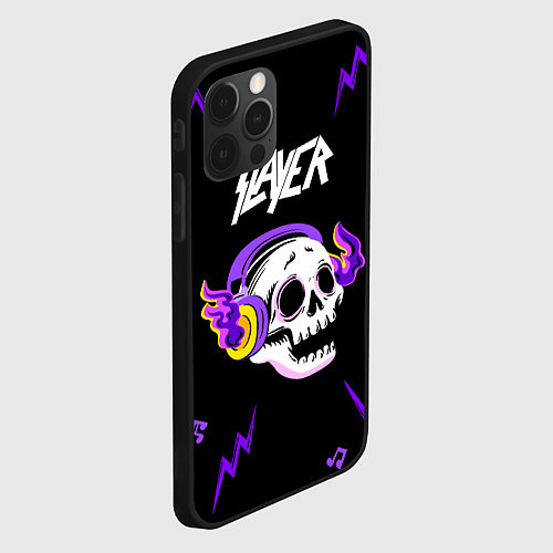 Чехол iPhone 12 Pro Slayer неоновый череп / 3D-Черный – фото 2