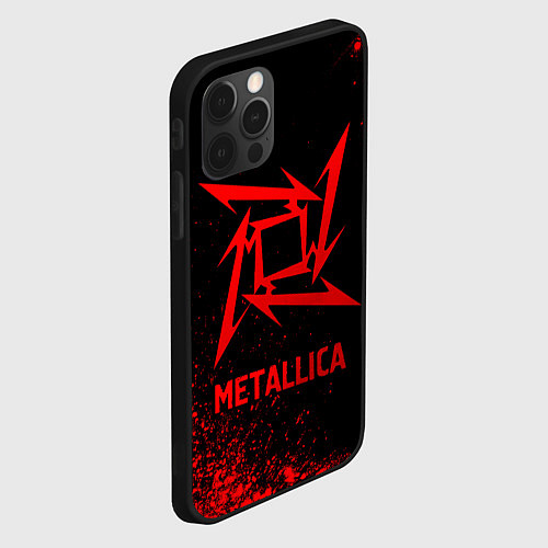 Чехол iPhone 12 Pro Metallica - red gradient / 3D-Черный – фото 2