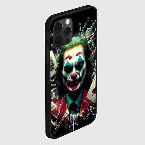 Чехол iPhone 12 Pro Джокер - разбитое стекло / 3D-Черный – фото 2