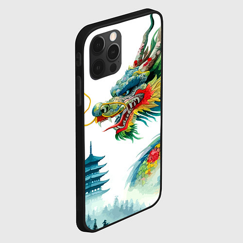 Чехол iPhone 12 Pro Japanese watercolor dragon - art / 3D-Черный – фото 2