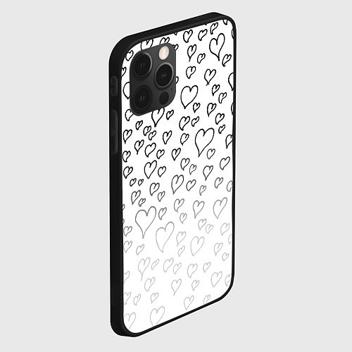 Чехол iPhone 12 Pro Рисованные сердца / 3D-Черный – фото 2