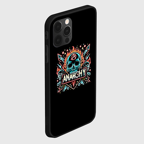 Чехол iPhone 12 Pro Анархия - черепа / 3D-Черный – фото 2