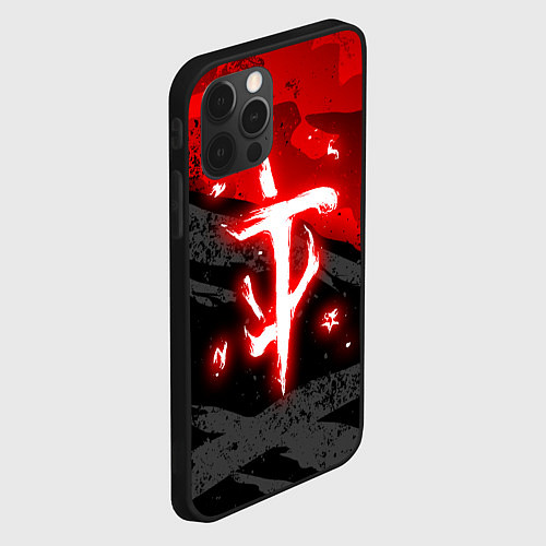 Чехол iPhone 12 Pro Doom - neon red / 3D-Черный – фото 2