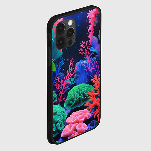 Чехол iPhone 12 Pro Подводный мир с кораллами / 3D-Черный – фото 2