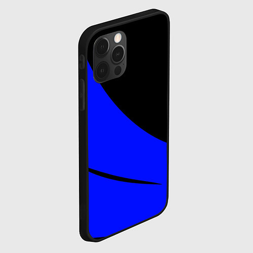 Чехол iPhone 12 Pro Чёрный с синим двуцветный с полосой / 3D-Черный – фото 2