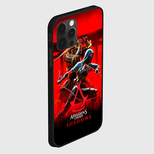 Чехол iPhone 12 Pro Assassins Creed Shadows - samurai / 3D-Черный – фото 2