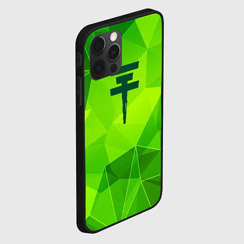 Чехол iPhone 12 Pro Tokio Hotel green poly / 3D-Черный – фото 2