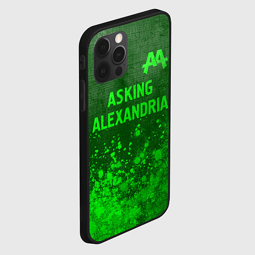 Чехол iPhone 12 Pro Asking Alexandria - green gradient посередине / 3D-Черный – фото 2