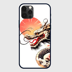 Чехол для iPhone 12 Pro Японский дракон и солнце, цвет: 3D-черный