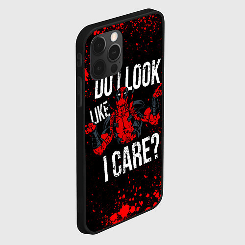Чехол iPhone 12 Pro Дэдпул - красные брызги / 3D-Черный – фото 2