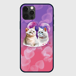Чехол для iPhone 12 Pro Кошачья влюбленность, цвет: 3D-черный