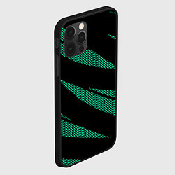 Чехол для iPhone 12 Pro Чёрный с бирюзовым текстура точки и полосы, цвет: 3D-черный — фото 2
