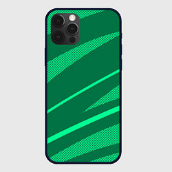 Чехол для iPhone 12 Pro Зелёный абстракция с полосами, цвет: 3D-черный