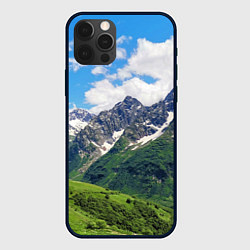 Чехол для iPhone 12 Pro Домбай - горный пейзаж на Северном Кавказе, цвет: 3D-черный
