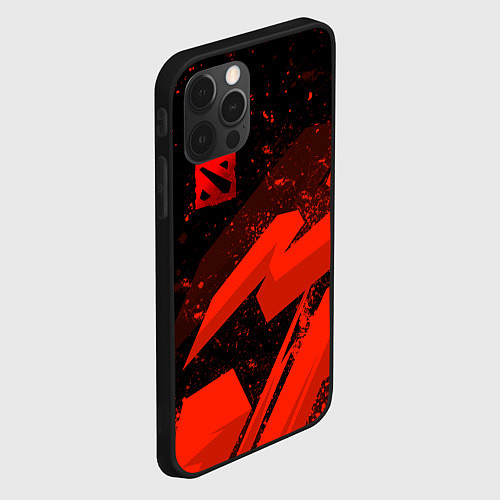 Чехол iPhone 12 Pro Dota 2 - красные брызги / 3D-Черный – фото 2