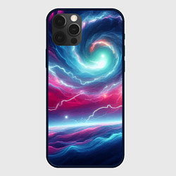 Чехол для iPhone 12 Pro Spiral neon galaxy - ai art fantasy, цвет: 3D-черный