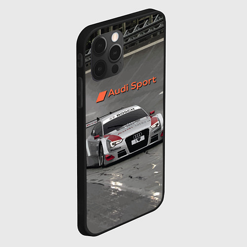 Чехол iPhone 12 Pro Автогонки на шорт-треке Audi sport racing team / 3D-Черный – фото 2
