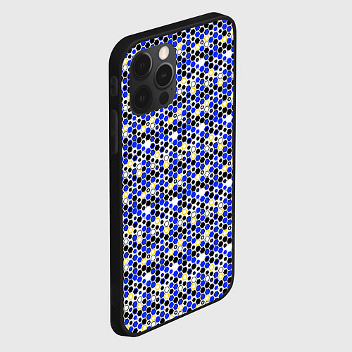 Чехол iPhone 12 Pro Киберпанк шестиугольники синие / 3D-Черный – фото 2