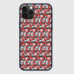 Чехол для iPhone 12 Pro Киберпанк шестиугольники красные, цвет: 3D-черный