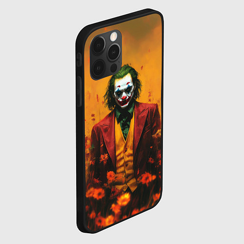 Чехол iPhone 12 Pro Джокер в поле цветов / 3D-Черный – фото 2