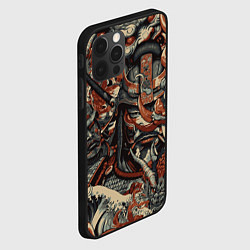 Чехол для iPhone 12 Pro Драконы и самураи в стиле ирезуми, цвет: 3D-черный — фото 2