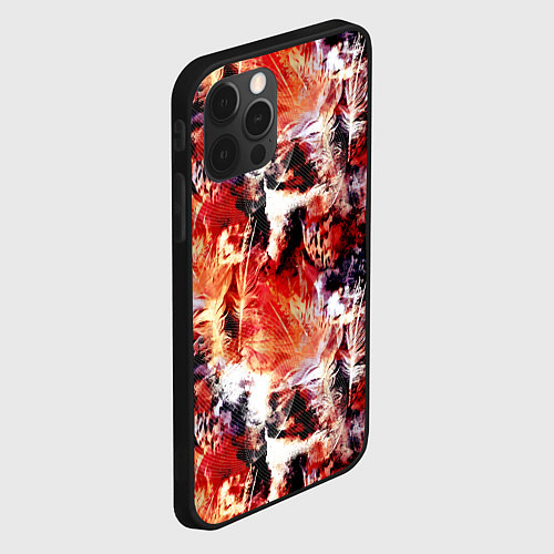 Чехол iPhone 12 Pro Огненные перья / 3D-Черный – фото 2