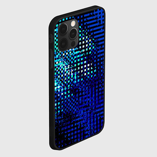 Чехол iPhone 12 Pro Абстракция чёрно-синий текстурированный / 3D-Черный – фото 2