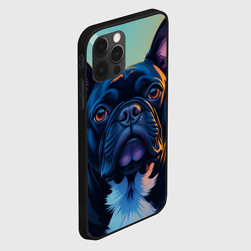 Чехол iPhone 12 Pro Вечер и бульдог / 3D-Черный – фото 2