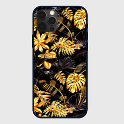 Чехол для iPhone 12 Pro Золотые тропики, цвет: 3D-черный