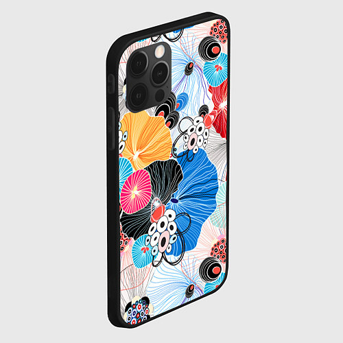 Чехол iPhone 12 Pro Цветы - абстрактные узоры / 3D-Черный – фото 2