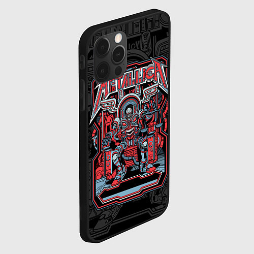 Чехол iPhone 12 Pro Metallica - skeleton robot / 3D-Черный – фото 2