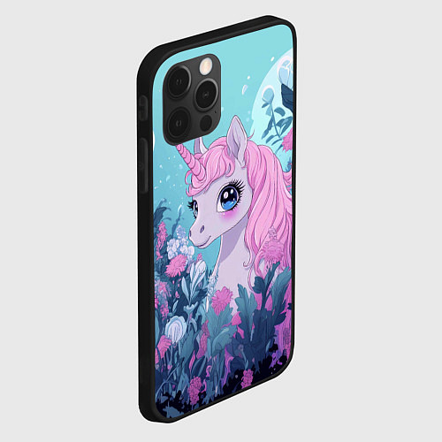 Чехол iPhone 12 Pro Аниме единорожка / 3D-Черный – фото 2