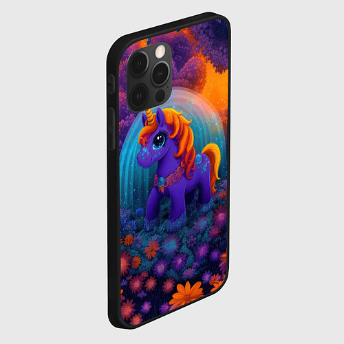 Чехол iPhone 12 Pro Сказочный единорог / 3D-Черный – фото 2