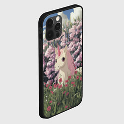 Чехол для iPhone 12 Pro Единорог на фоне сирени, цвет: 3D-черный — фото 2