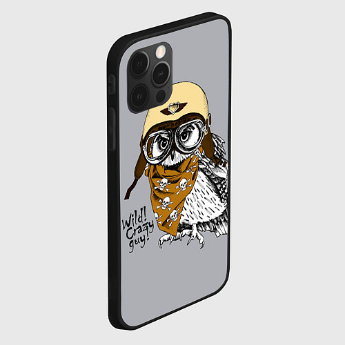 Чехол iPhone 12 Pro Owl - wild crazy guy / 3D-Черный – фото 2