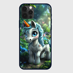Чехол для iPhone 12 Pro Единорожка в зеленом лесу, цвет: 3D-черный