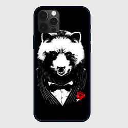 Чехол для iPhone 12 Pro Панда в черном костюме, цвет: 3D-черный