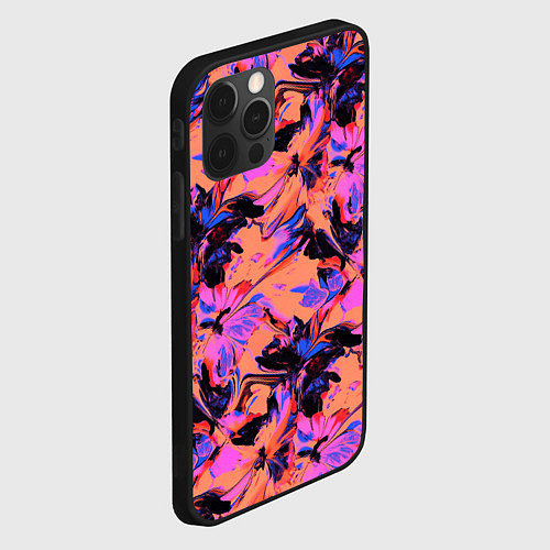 Чехол iPhone 12 Pro Абстрактные цветы - текучая краска / 3D-Черный – фото 2